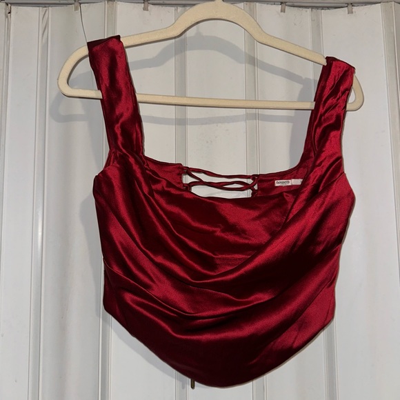 House of CB 'Una' Ruby Lace-Back Corset Satin Top Small - Picture 6 of 15